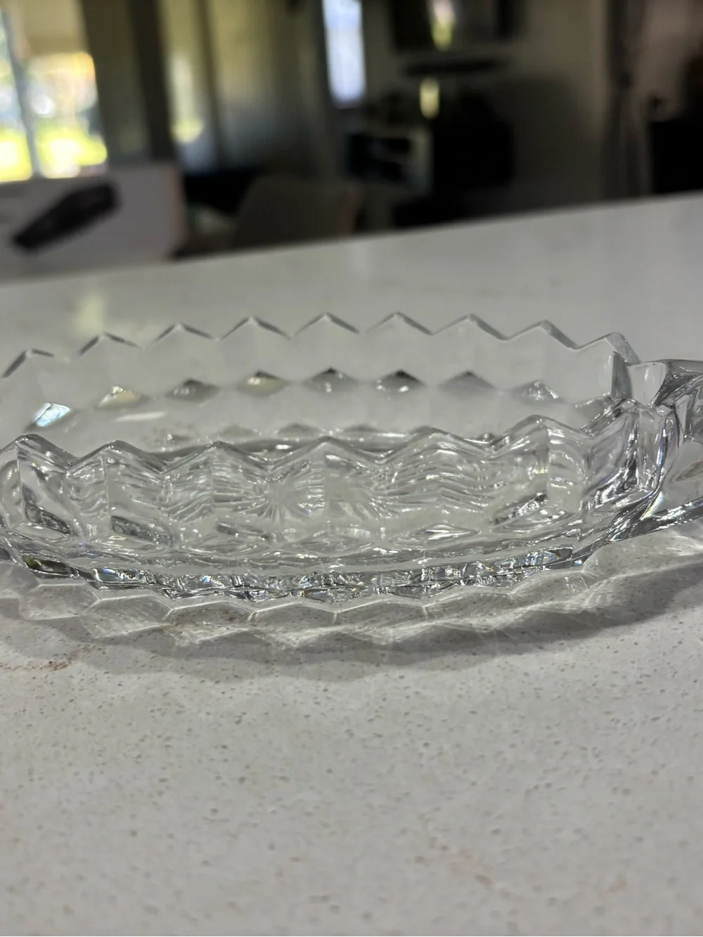 Vintage Fostoria American Clear Glass Gondola / Boat Shaped Relish Dish